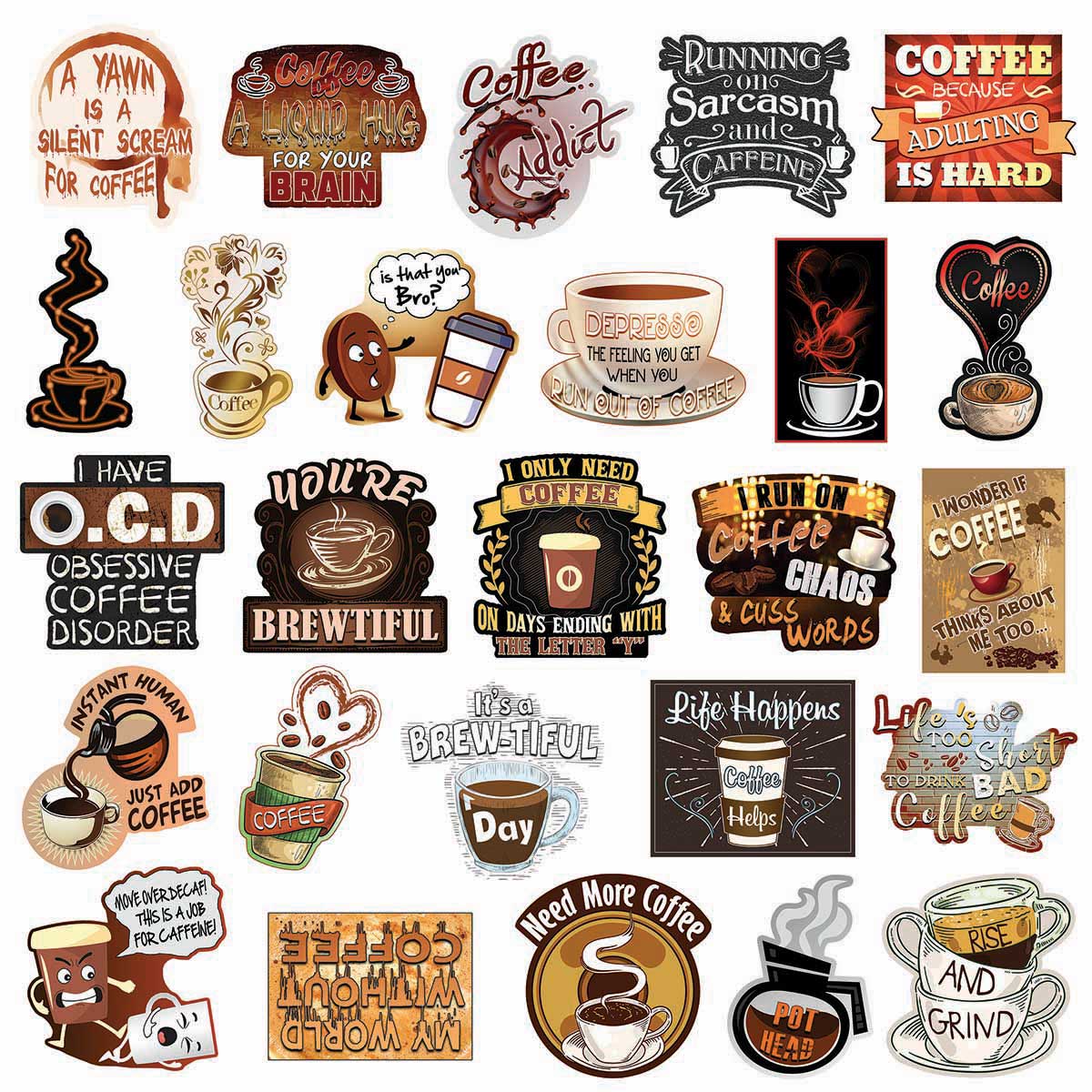Buy Coffee Stickers – Coffee Mug & Bar Decals | Coffee-themed Stickers ...